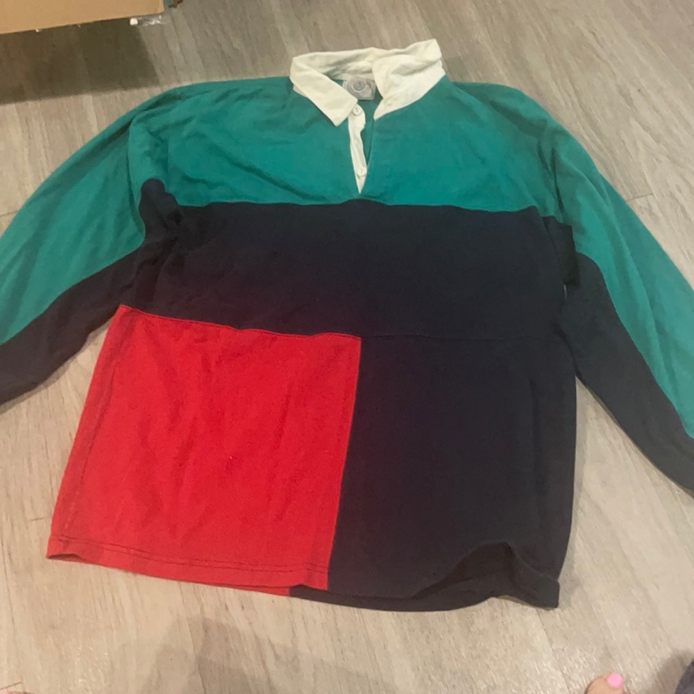 Vintage Men’s Long Sleeve Nautical and Preppy Polo
